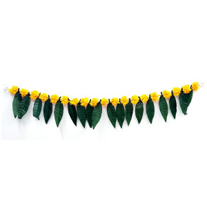 Artificial Mango Leaf Toran with Bright Yellow Flowers – 3.5 Feet